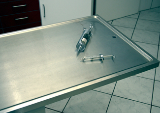 steel exam table